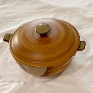 Sango Splash Brown Drip Glaze Covered Casserole